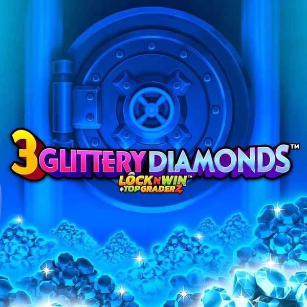 3 Glittery Diamonds online game logo by PearFiction Studios on slotrushscasino.com